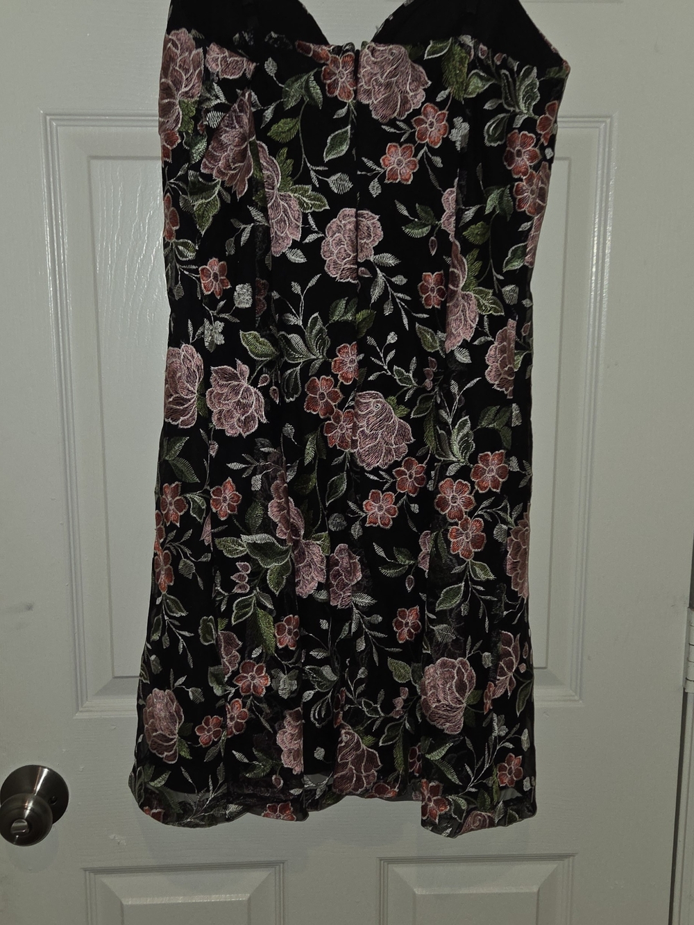 Guess Black Mini Dress with Pink Floral Print Dark Coquette - Picture 3 of 5
